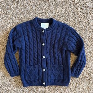 Little English Navy Blue Cable Knit Preppy Button Front Cardigan Sweater Toddler